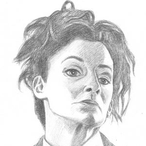 DOCTOR WHO ORIGINAL Art - &#39;Missy&#39; Michelle Gomez Dessin au crayon original sur papier