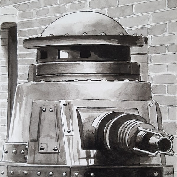 Dr Who Doctor Who Original Art - SPECIAL WEAPONS DALEK Original Ink Drawing on paper (15cm x 10.5cm)