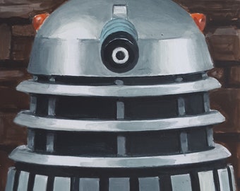 Dr Who Doctor Who ORIGINAL ART - DALEK 'Death to the Daleks' Original Acrylic Painting on paper (13cm x 9cm)