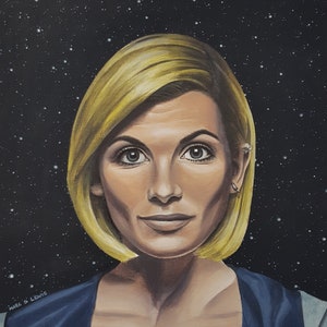 Doctor Who DR WHO ORIGINAL Art - 13ème Treizième Docteur Jodie Whittaker Original A4 Acrylique Toile Conseil