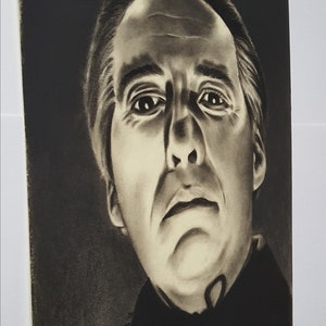DRACULA ORIGINAL ART 'Count Dracula' Christopher Lee Original Charcoal Drawing on paper image 3