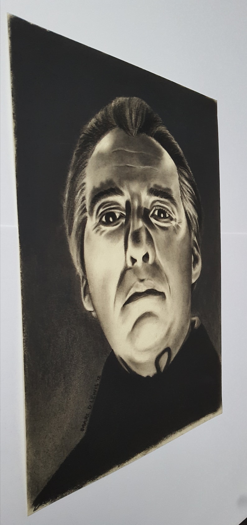 DRACULA ORIGINAL ART 'Count Dracula' Christopher Lee Original Charcoal Drawing on paper image 3