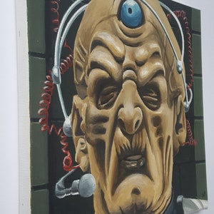 Dr Who DOCTOR WHO Original Art DAVROS 'Revelation of the Daleks' Original Acrylic Canvas Painting image 3
