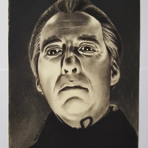 DRACULA ORIGINAL ART 'Count Dracula' Christopher Lee Original Charcoal Drawing on paper image 2