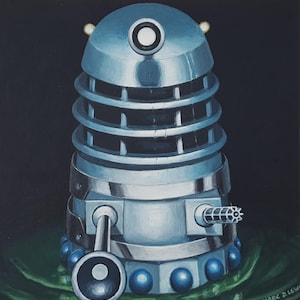 Dr DOCTOR WHO Original Art - DALEK &#39;The Dalek Invasion of Earth&#39; Canvas Painting (20x20cm)