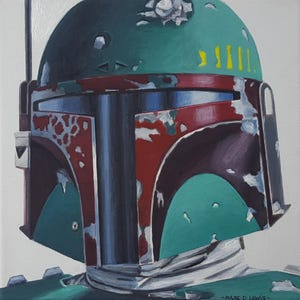 Star Wars ART - BOBA FETT Original Canvas Painting (20cm x 20cm)