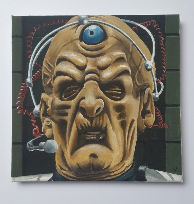 Dr Who DOCTOR WHO Original Art DAVROS 'Revelation of the Daleks' Original Acrylic Canvas Painting image 2