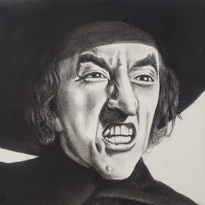 WIZARD OF OZ Original Art - &#39;Wicked Witch of the West&#39; Original A4 Charcoal Drawing on paper