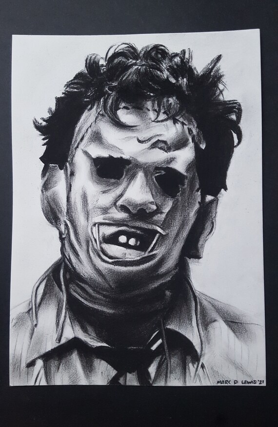 Texas Chainsaw Massacre LEATHERFACE ORIGINAL ART Charcoal Drawing on Paper,  A4 - Etsy