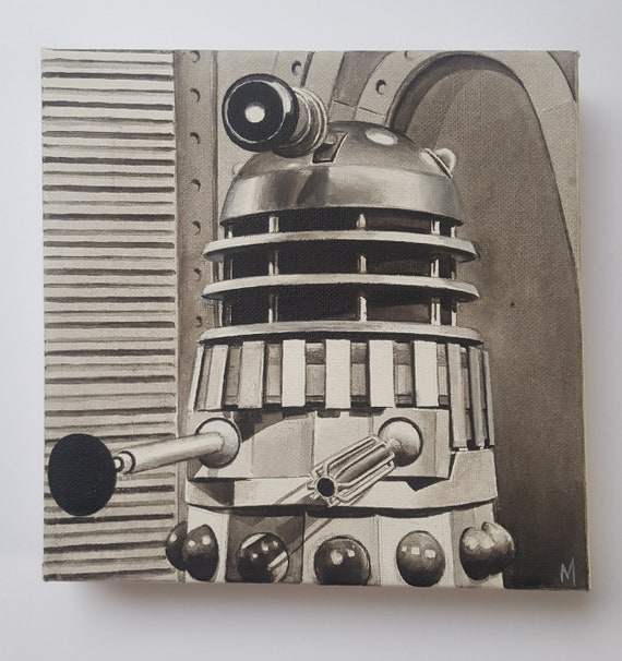 Dr Who DOCTOR WHO Arte original DALEK Pintura de lienzo acrílico original  'El poder de los Daleks' Dr Who de 1960 - Etsy España
