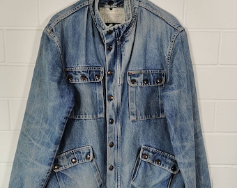 ヴィンテージ 裏地付きデニムジャケット シェルパデニムジャケット ウォームブルーデニム 80s 90s サイズL