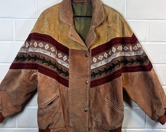 Vintage Size XXL Navajo Jacket Suede Leather Jacket Bomber
