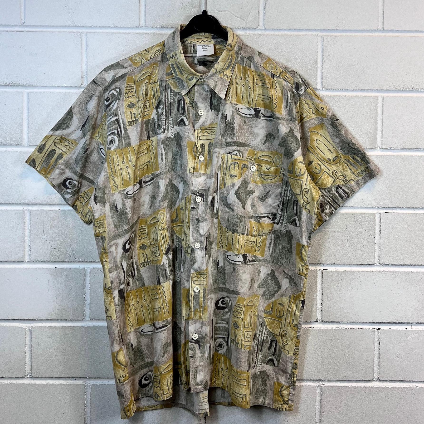 【ron.】Geometric Over Shirts Vintage 80s Geometric Printed Shirt Multicolor (brown