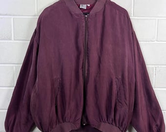 Vintage Silk Bomber Jacket Size M - L Crazy Pattern Silk