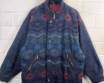 1980s Knit Jacket Men's Wool Jacket Colorful Club Uomo Italy Men's