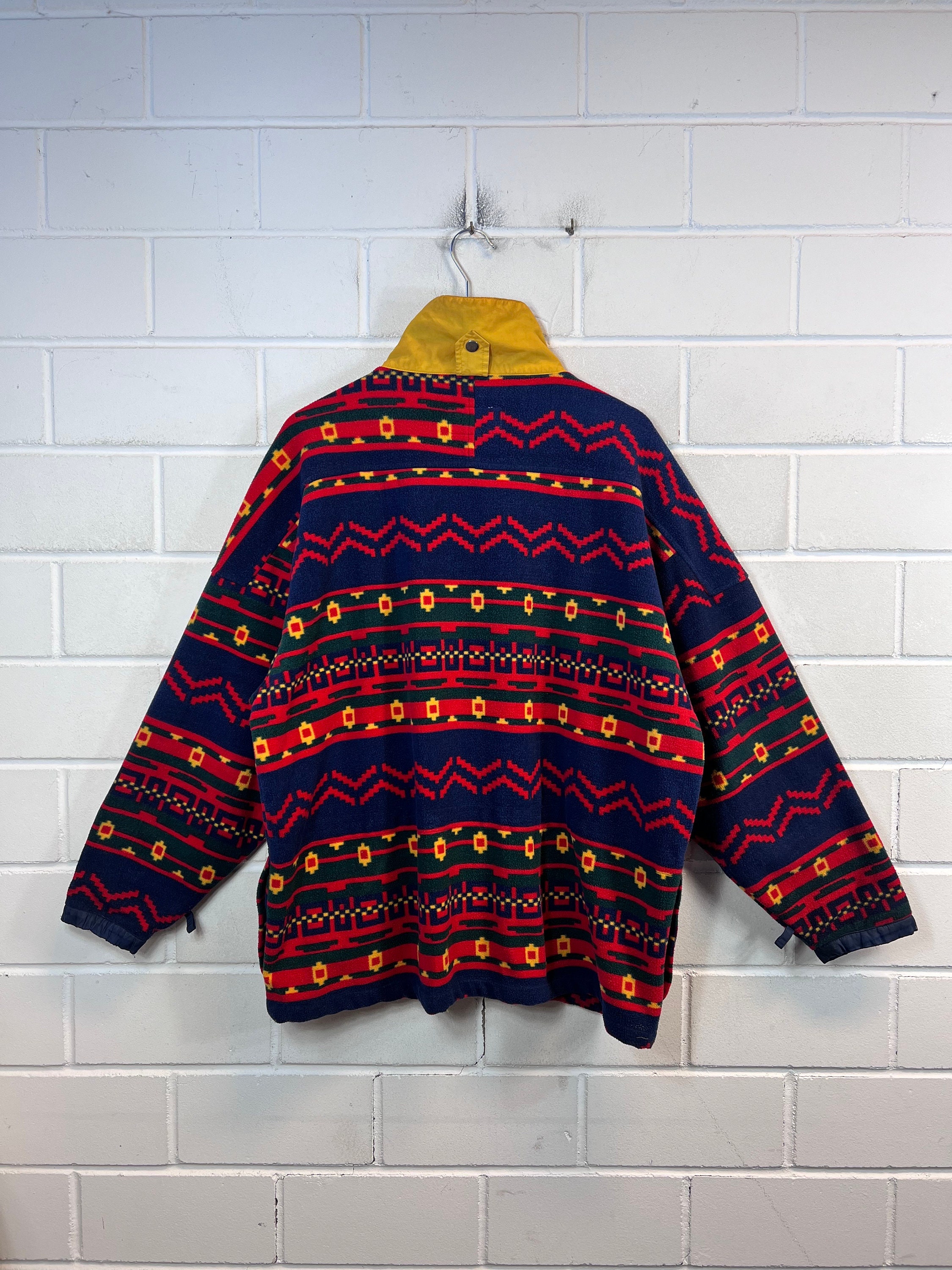 Vintage Fleece Jacket Size L Crazy Pattern Ethnic Fleece Vintage Fleece Jacket Size L Crazy Pattern Ethnic Fleece