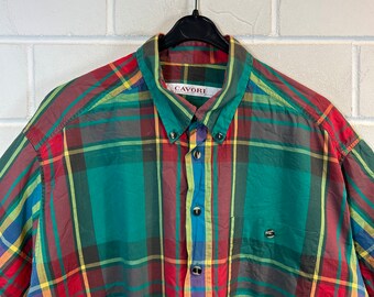 Chemise Homme Vintage à Carreaux Rouge/Blanc - Marque Full Circle - Taille XL - Manches Courtes - Années 90