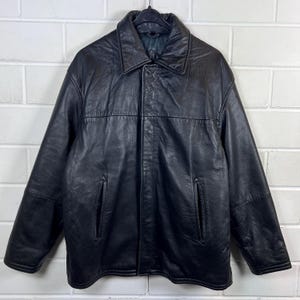 Veste en cuir vintage Camel taille M - L veste en cuir manteau noir années 90