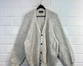 Vintage Cardigan Size L - XL Basic Knit Jacket Grobstrick 80s 90s