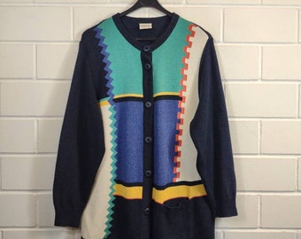 Vintage Women Size L Knit Cardigan Cardigan Knit Jacket 80s 90s