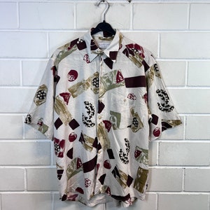 Vintage Size L crazy pattern shirt shirt unisex blouse short sleeves 80s 90s