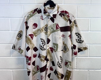 Vintage Size L crazy pattern shirt shirt unisex blouse short sleeves 80s 90s