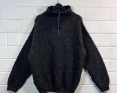 Vintage Basic Pullover Size XXL Knit Sweater Grobstrick Rollneck Quarterzip 80s 90s