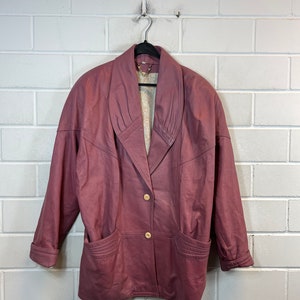 Veste en cuir vintage pour femme taille M - L veste en cuir manteau vieux rose années 80 90