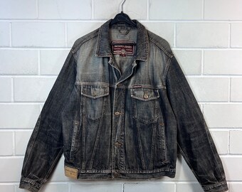 Giacca in denim vintage Marlboro Classics taglia XL giacca in denim nera anni '80 e '90