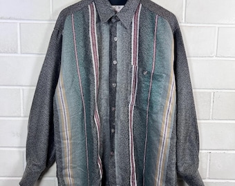 Vintage Shirt Size M Wool Flannel Shirt Shirt Long Sleeve Stripes 80s 90s