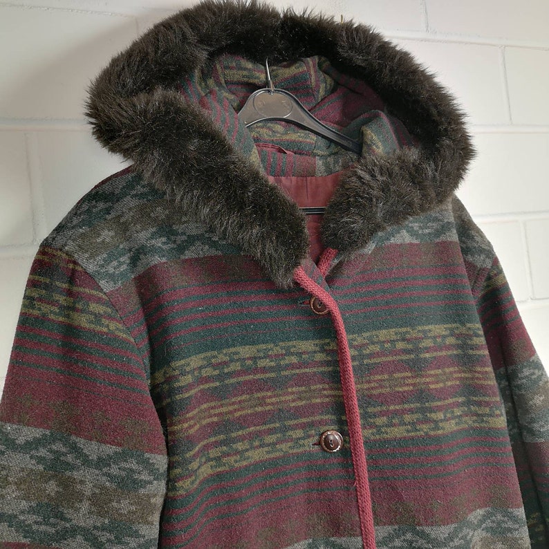 Vintage Women Size S crazy pattern Wool Jacket wool jacket jacket coat transition hoodie 80s 90s