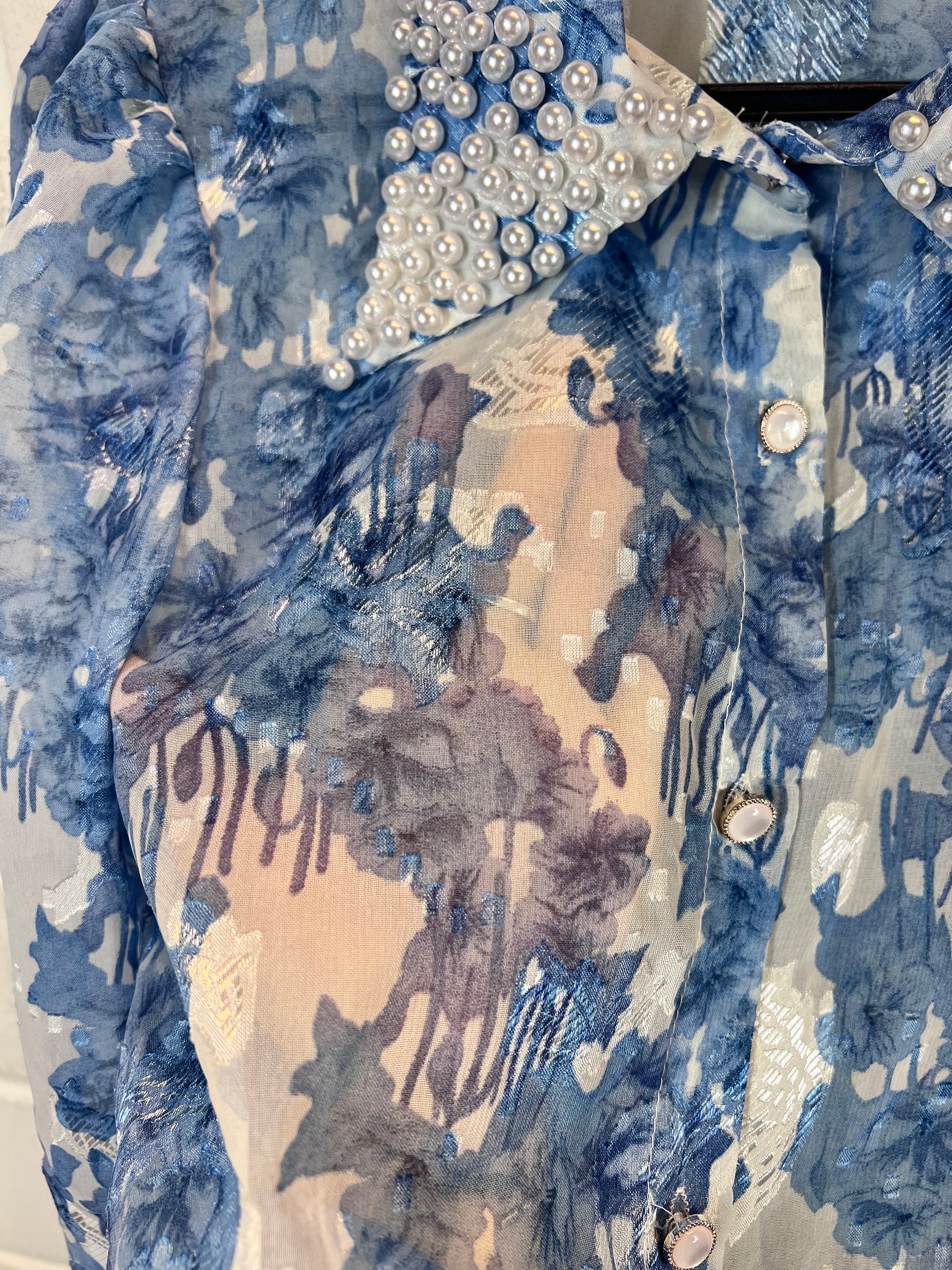 ヴィンテージ ブラウス レディース Sサイズ 花柄ブラウス フェスピース