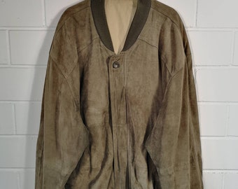 Vintage Suede Leather Jacket Wildleder Lederjacke Blouson 80s 90s Size XL