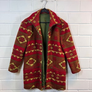 Chaqueta de forro polar étnico vintage para mujer, talla XS/S, años 90