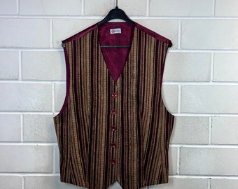 Vintage Vest Women’s Size L - XL Vest woven Stripes 80s 90s