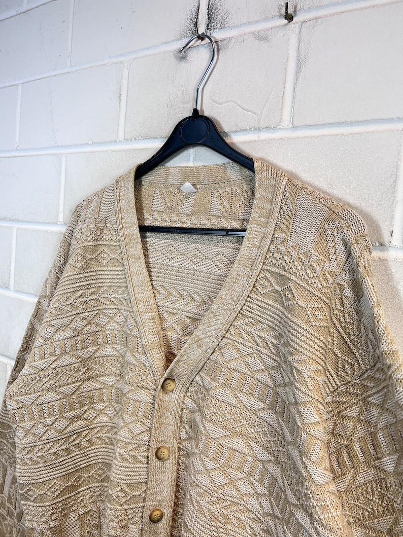 Vintage Cardigan Size XL crazy pattern Knit Jacket Strickmuster 80s 90s Bild 5