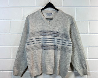 Vintage 80s Pullover Size XS/S crazy pattern Knit Sweater V-Neck