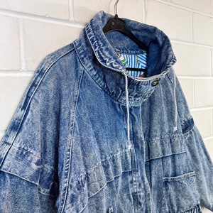 Vintage lined Denim Jacket Womens Size S M long Denim Coat Jeansmantel 80s 90s Bild 4