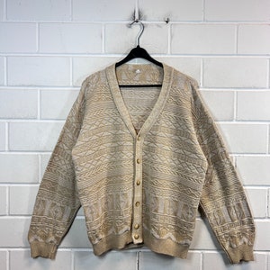 Vintage Cardigan Size XL crazy pattern Knit Jacket Strickmuster 80s 90s Bild 1