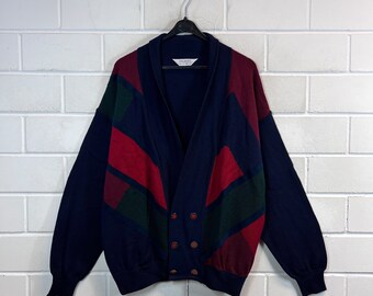 Vintage pure new Wool Cardigan Size L - XL Knit Jacket cardigan 80s 90s