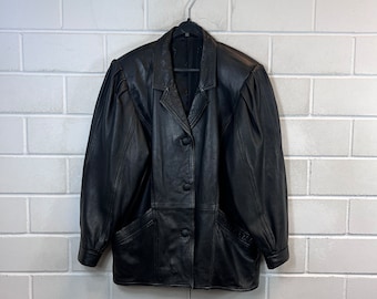 Vintage Leather Jacket Women’s Size S Lederjacke black 80s 90s