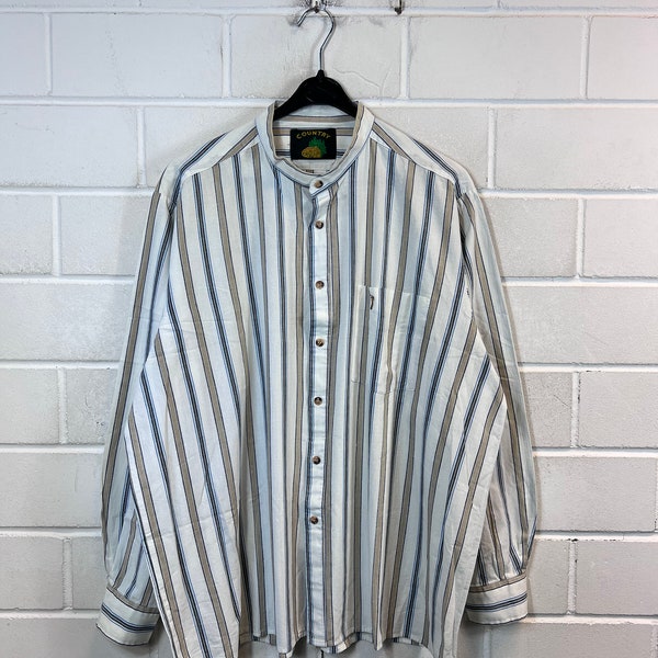 Vintage Shirt Size XXL Hemd Stehkragen Stripes 90s