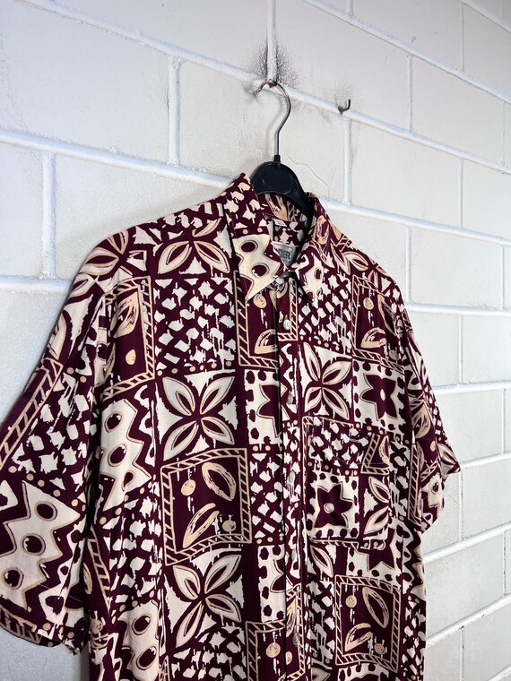 Vintage ethnic shirt Size S - M crazy pattern shi… - image 3