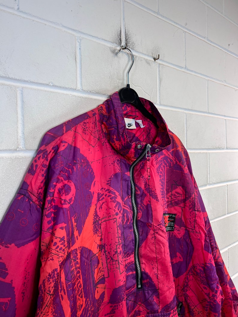 Vintage Nike Size XXL crazy pattern Windbreaker Shelljacket old School Jacket Halfzip 80s 90s Bild 3