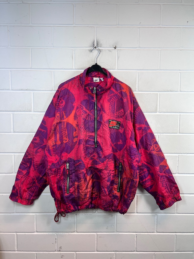 Vintage Nike Size XXL crazy pattern Windbreaker Shelljacket old School Jacket Halfzip 80s 90s Bild 1