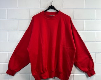 vintage Taille XL Basic Sweatshirt Pull Pull rouge années 80 90