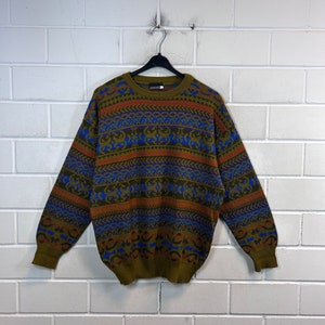 Vintage Pullover Size M crazy pattern Knit Sweater Jumper 80s 90s