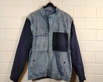 Vintage Size L Leather/Cotton Jacket Blouson Transition 80s 90s