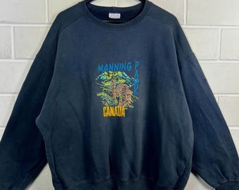 Felpa vintage Sergio Tacchini Manning Park Canada XXL anni '90 blu scuro sbiadito oversize
