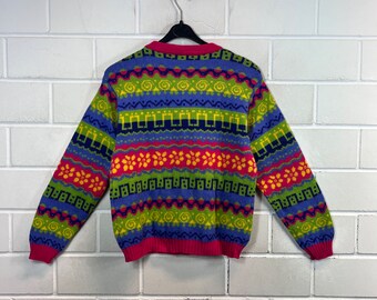 UNITED COLORS OF BENETTON. - イタリー製 90sヴィンテージ BENETON ウール ジャガードカーディガン イタリー製 90sヴィンテージ BENETON ウール ジャガード